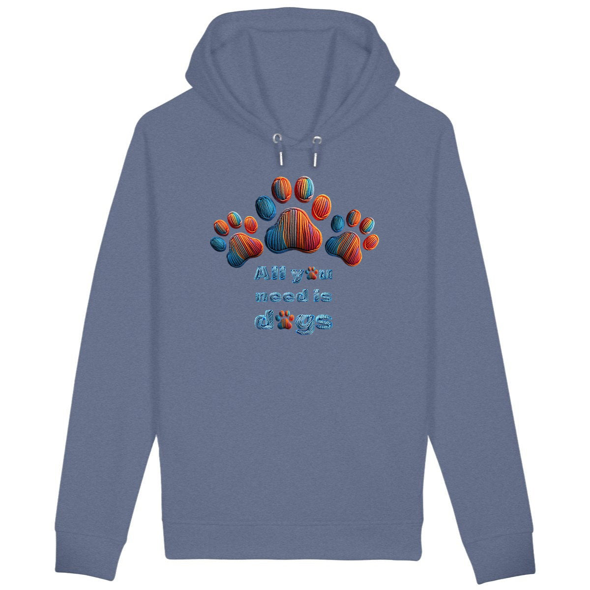 Unisex side pocket hoodie: Todo lo que necesitas son perros - front_indigoblue