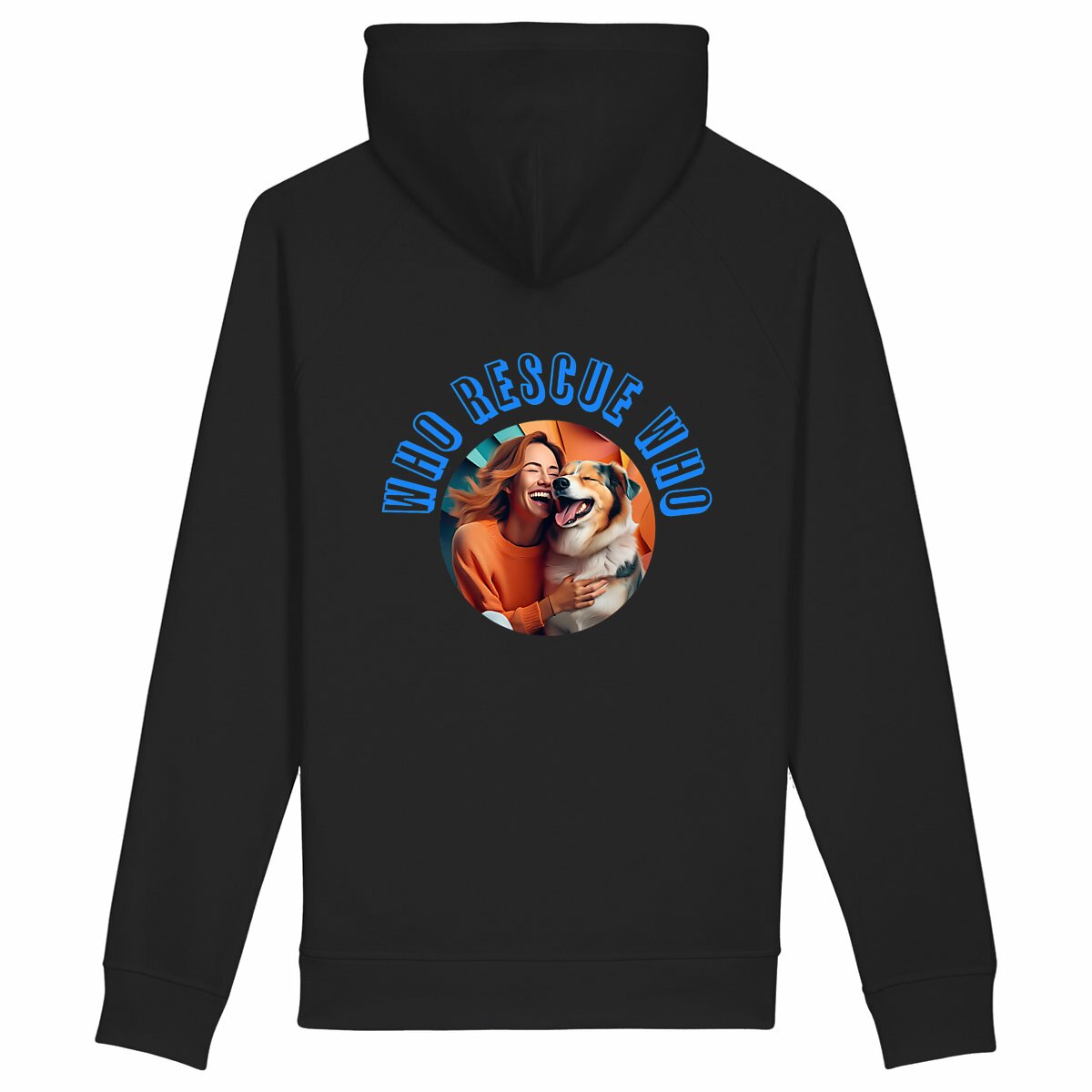 Unisex side pocket hoodie: Who Rescue Who con tu mejor amigo - back_black