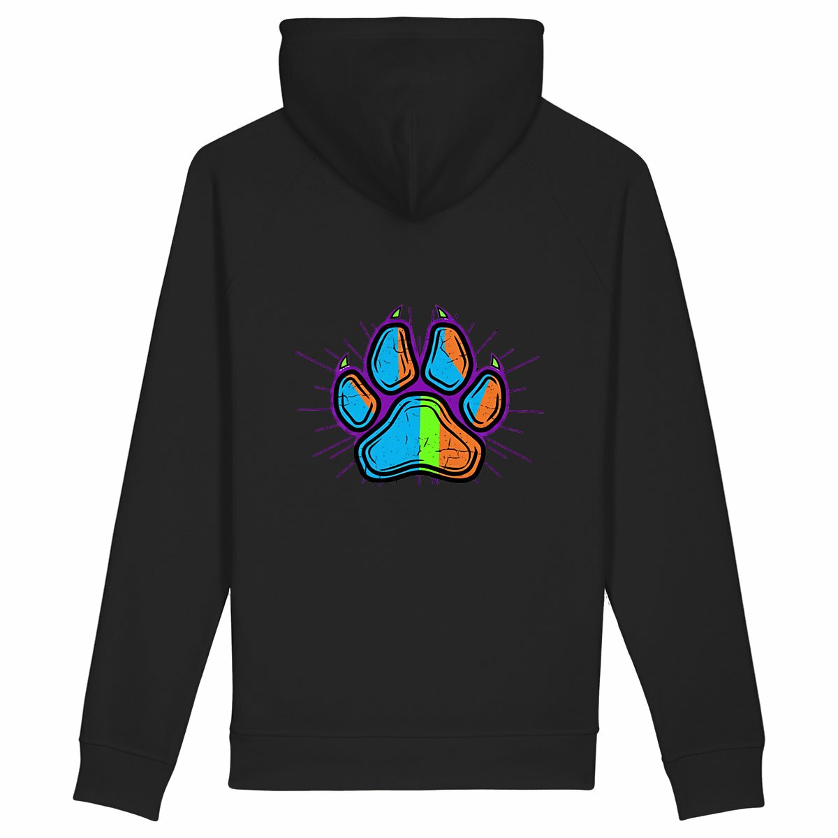 Unisex side pocket hoodie: Who Rescue Who con una Pata - back_black
