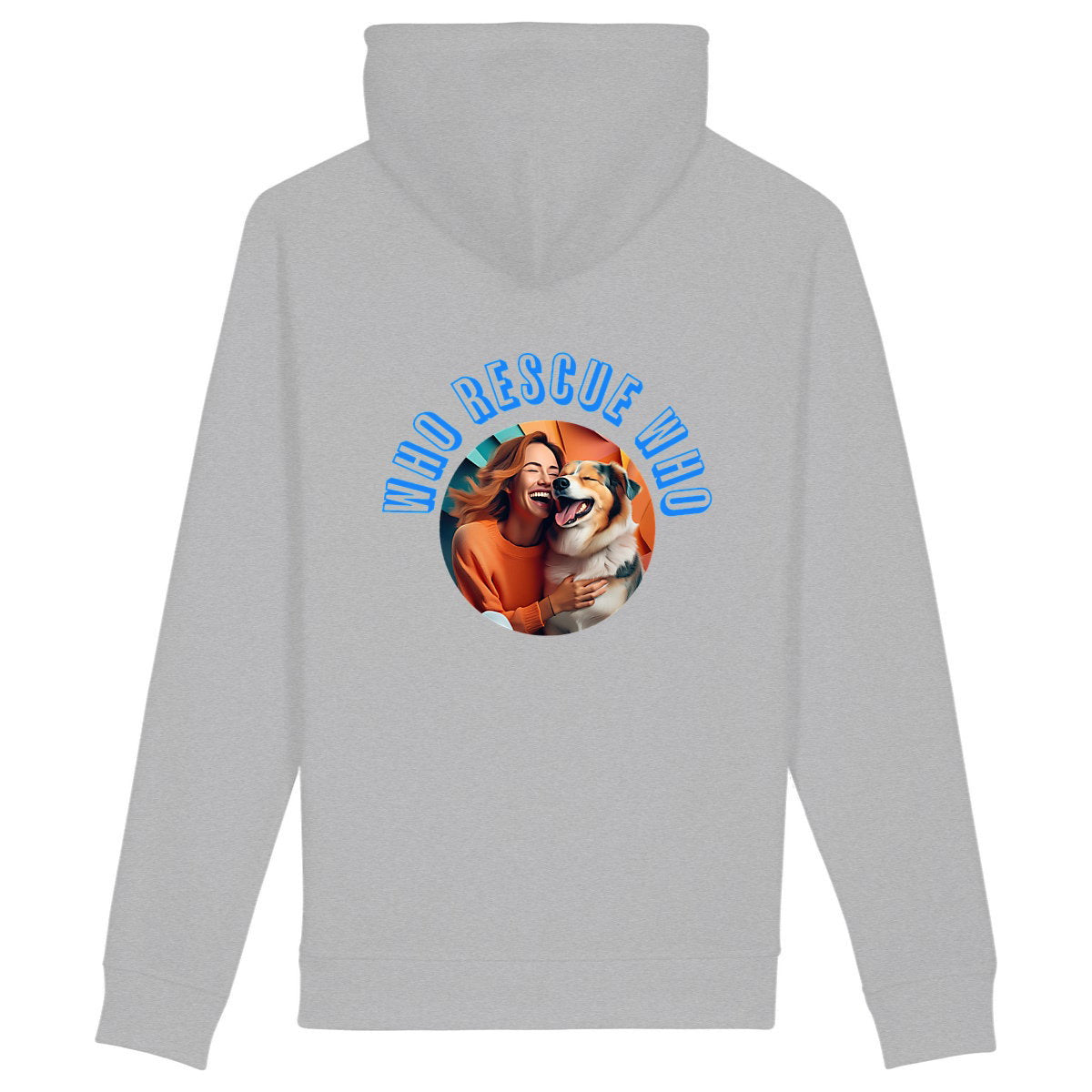 Unisex side pocket hoodie: Who Rescue Who con tu mejor amigo - back_heathergrey