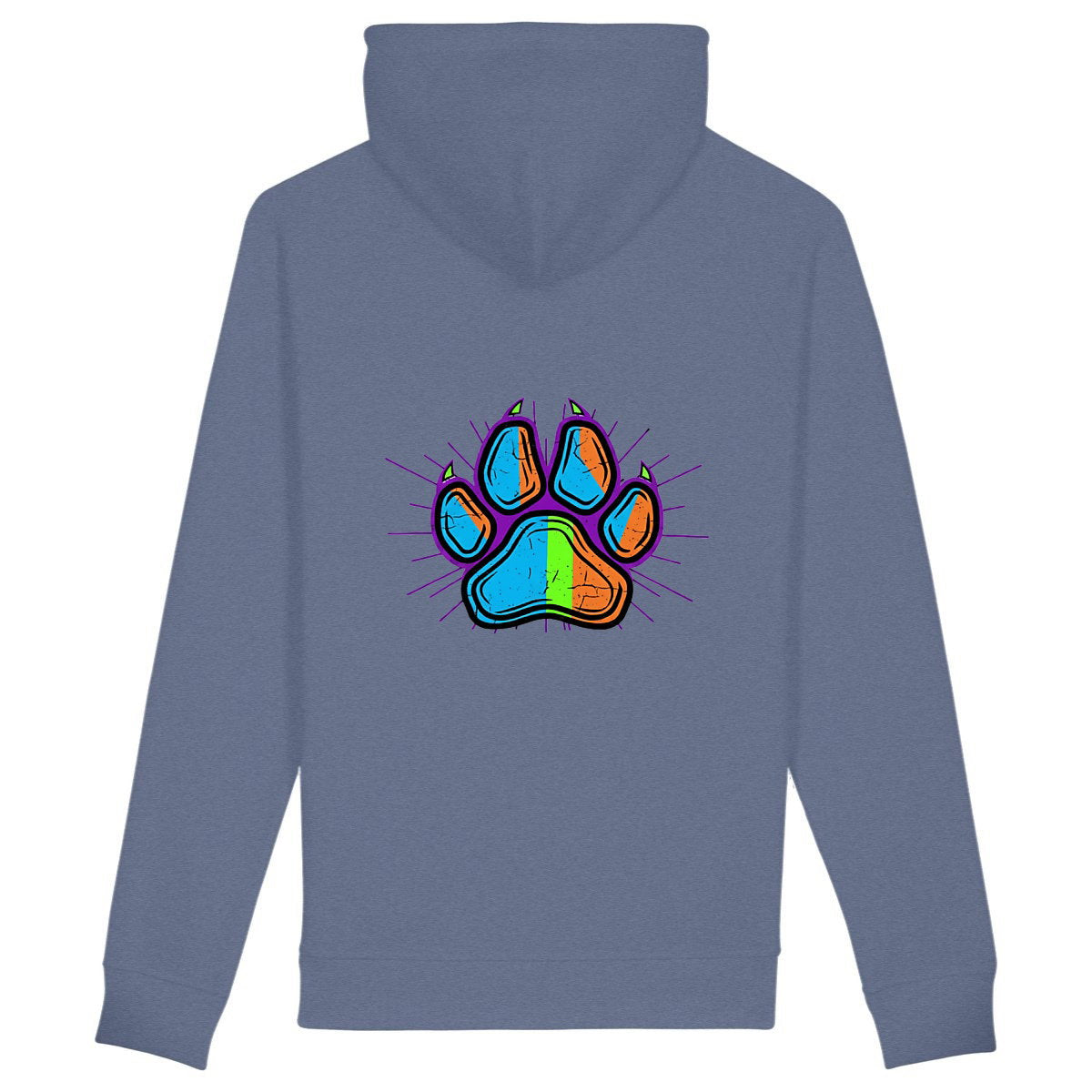 Unisex side pocket hoodie: Who Rescue Who con una Pata - back_indigoblue