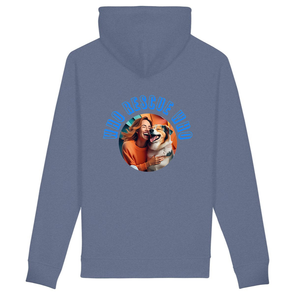 Unisex side pocket hoodie: Who Rescue Who con tu mejor amigo - back_indigoblue