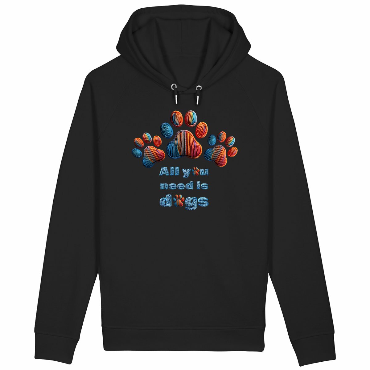 Unisex side pocket hoodie: Todo lo que necesitas son perros - front_black